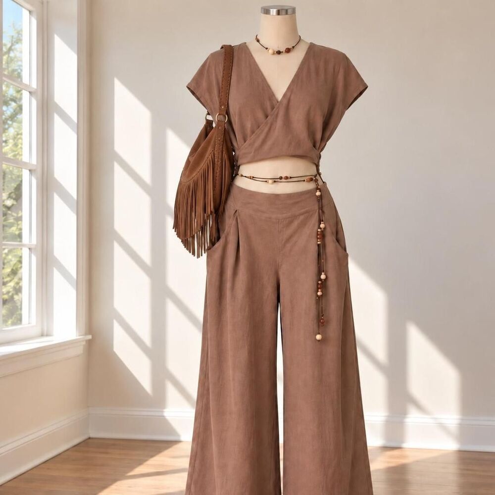 Wilfred Womens Wrap/Wide Leg Jumpsuit Sz. 6 Cotton/Linen Boho Minimalist 90s